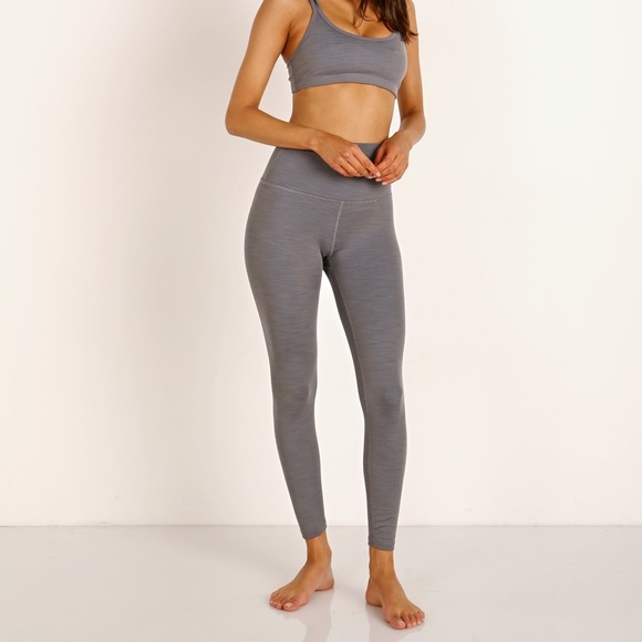 Beyond Yoga Pants - Beyond Yoga Heather Rib High Waisted Midi Legging - Grey Heather - Medium (M)